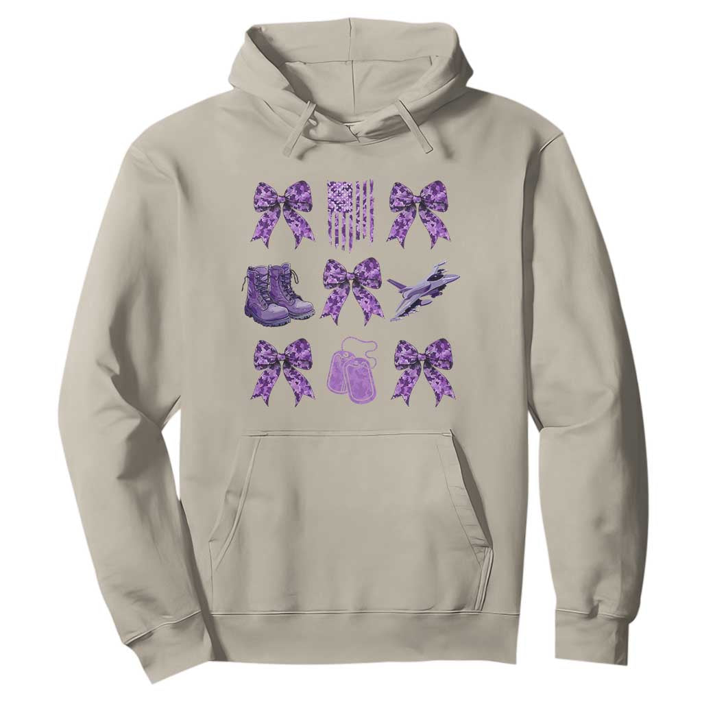 Military Kid Month Camo Coquette Bow Hoodie TS11 Sand Print Your Wear