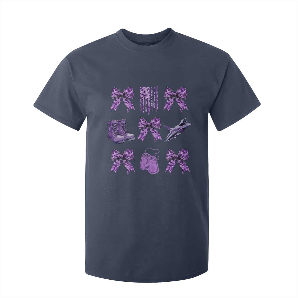 Military Kid Month Camo Coquette Bow T Shirt For Kid TS11 Navy Print Your Wear
