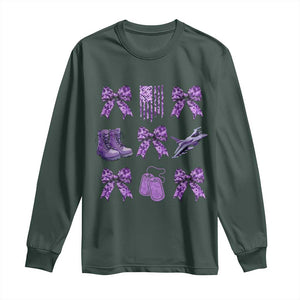 Military Kid Month Camo Coquette Bow Long Sleeve Shirt TS11 Dark Forest Green Print Your Wear