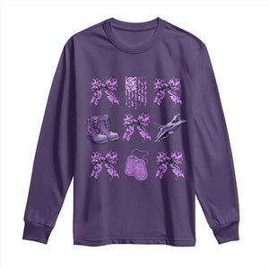Military Kid Month Camo Coquette Bow Long Sleeve Shirt TS11 Purple Print Your Wear