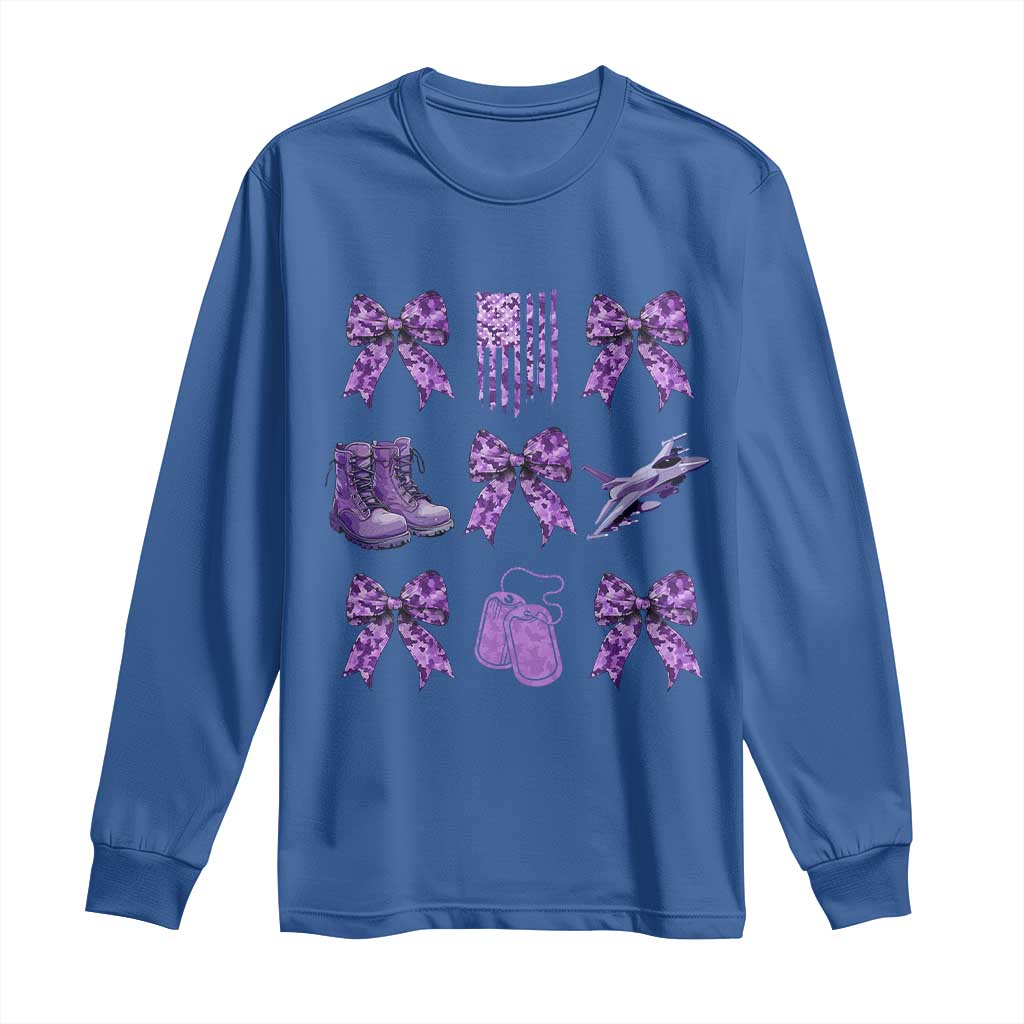 Military Kid Month Camo Coquette Bow Long Sleeve Shirt TS11 Royal Blue Print Your Wear