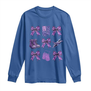 Military Kid Month Camo Coquette Bow Long Sleeve Shirt TS11 Royal Blue Print Your Wear