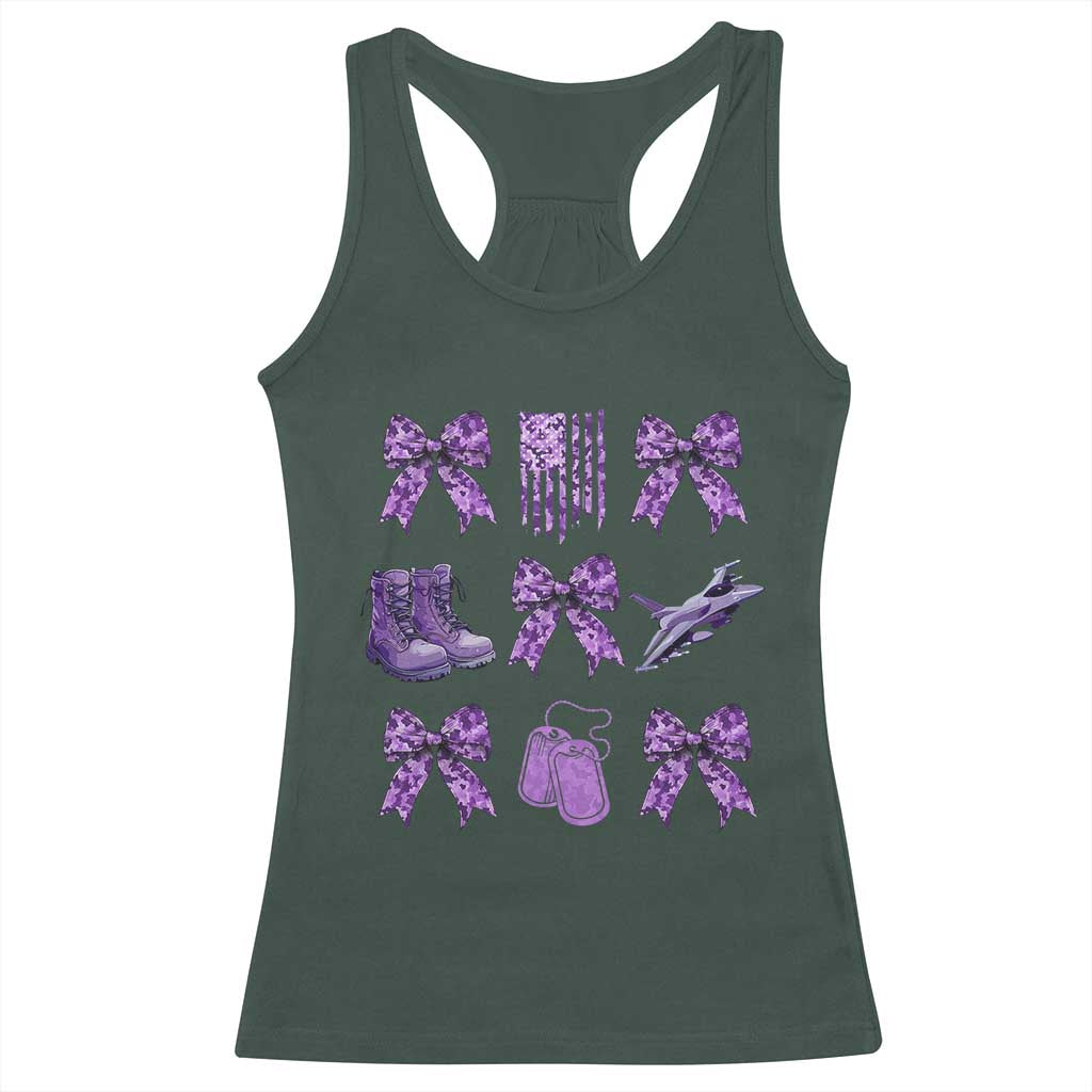 Military Kid Month Camo Coquette Bow Racerback Tank Top TS11 Dark Forest Green Print Your Wear