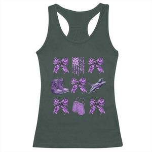 Military Kid Month Camo Coquette Bow Racerback Tank Top TS11 Dark Forest Green Print Your Wear