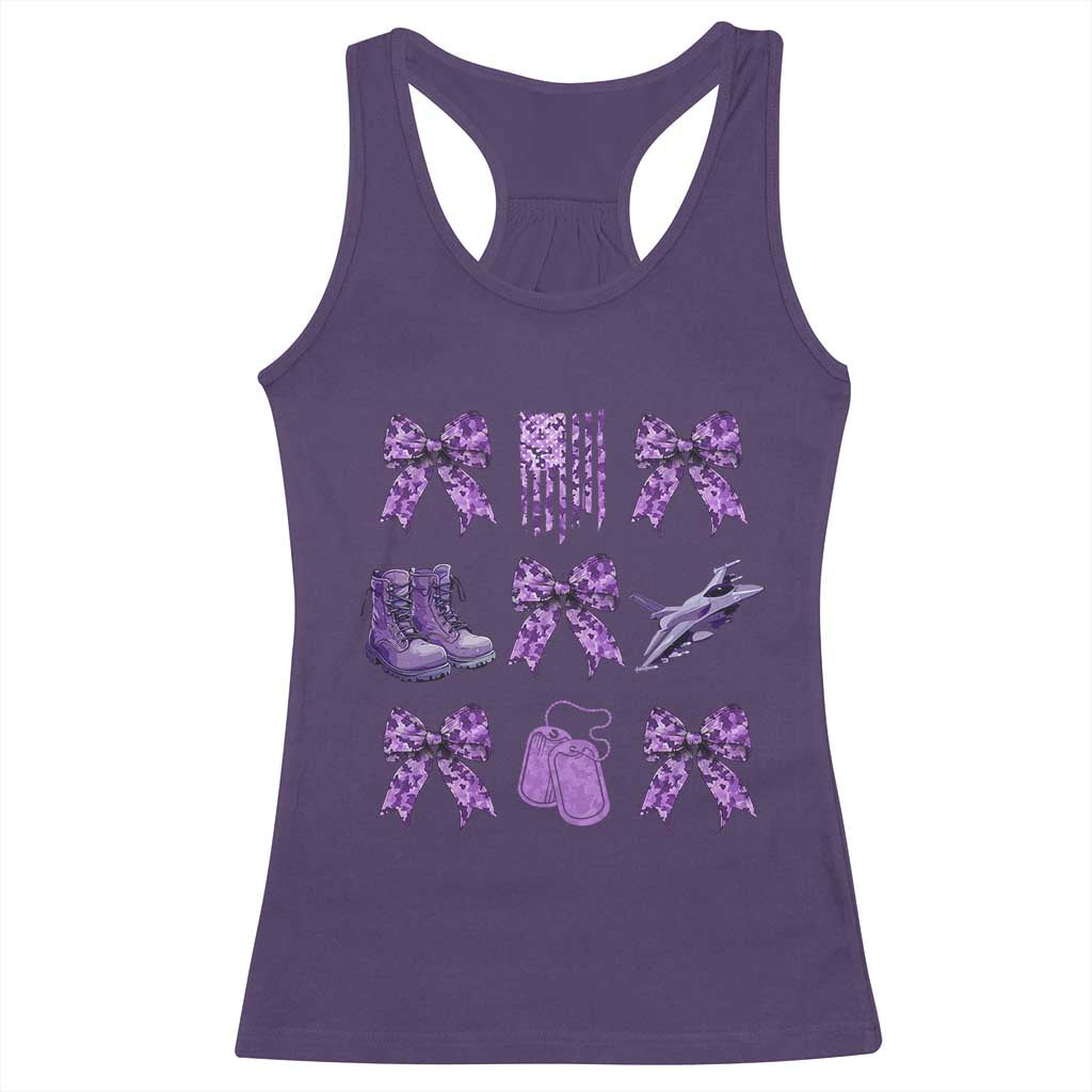 Military Kid Month Camo Coquette Bow Racerback Tank Top TS11 Purple Print Your Wear