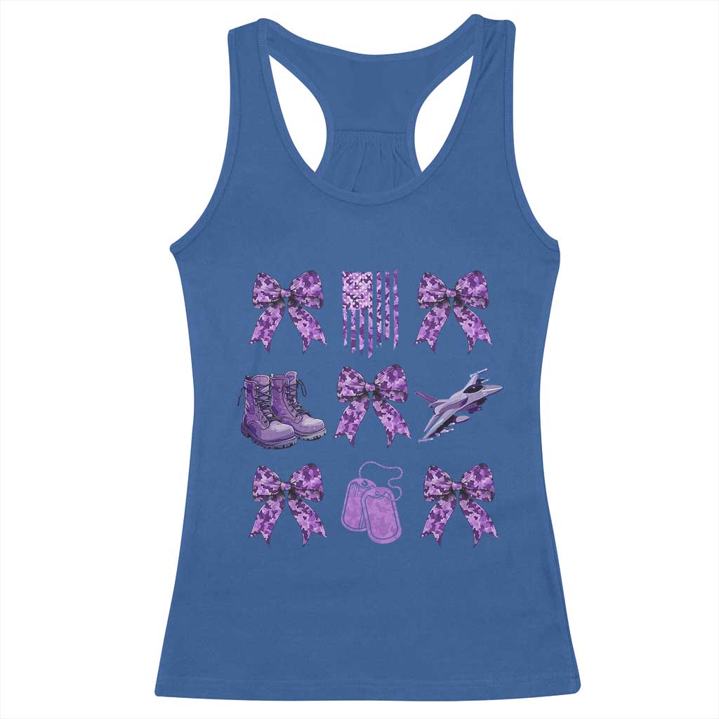 Military Kid Month Camo Coquette Bow Racerback Tank Top TS11 Royal Blue Print Your Wear