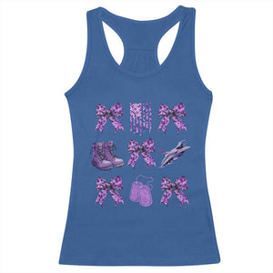 Military Kid Month Camo Coquette Bow Racerback Tank Top TS11 Royal Blue Print Your Wear