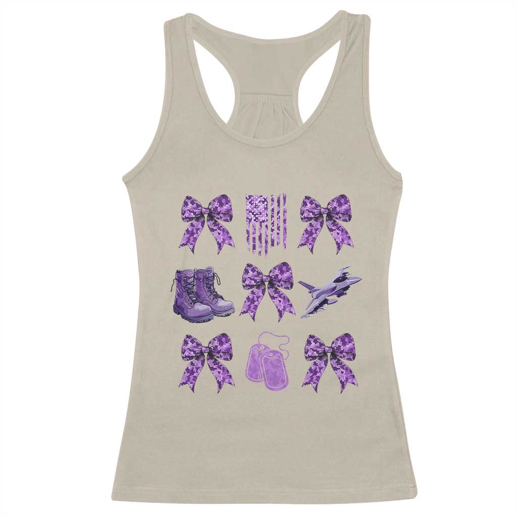 Military Kid Month Camo Coquette Bow Racerback Tank Top TS11 Sand Print Your Wear