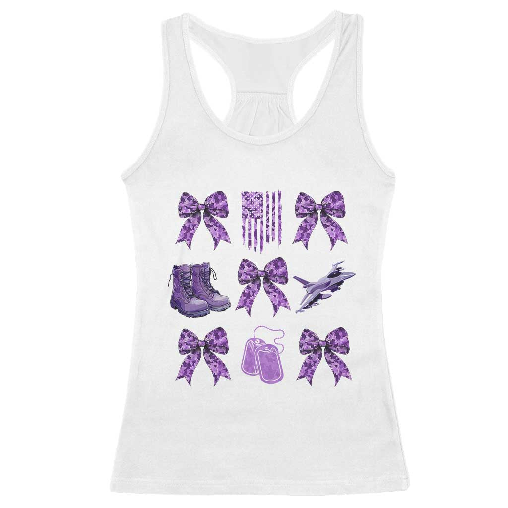 Military Kid Month Camo Coquette Bow Racerback Tank Top TS11 White Print Your Wear