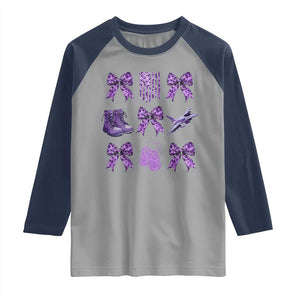Military Kid Month Camo Coquette Bow Raglan Shirt TS11 Sport Gray Navy Print Your Wear