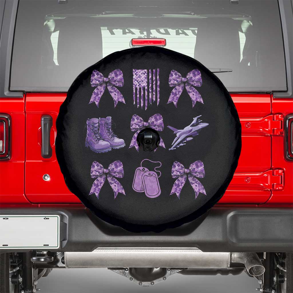 Military Kid Month Camo Coquette Bow Spare Tire Cover TS11 Black Print Your Wear