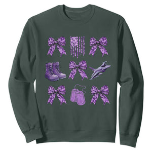 Military Kid Month Camo Coquette Bow Sweatshirt TS11 Dark Forest Green Print Your Wear