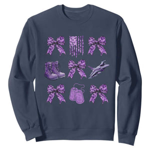 Military Kid Month Camo Coquette Bow Sweatshirt TS11 Navy Print Your Wear