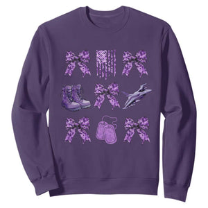 Military Kid Month Camo Coquette Bow Sweatshirt TS11 Purple Print Your Wear