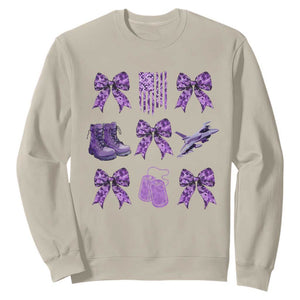 Military Kid Month Camo Coquette Bow Sweatshirt TS11 Sand Print Your Wear
