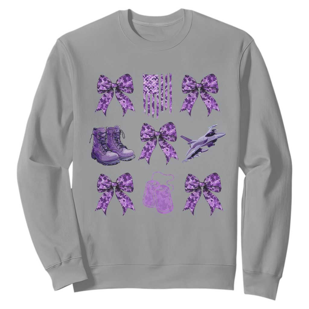 Military Kid Month Camo Coquette Bow Sweatshirt TS11 Sport Gray Print Your Wear