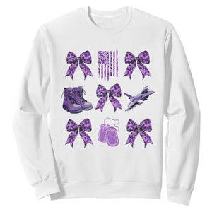 Military Kid Month Camo Coquette Bow Sweatshirt TS11 White Print Your Wear