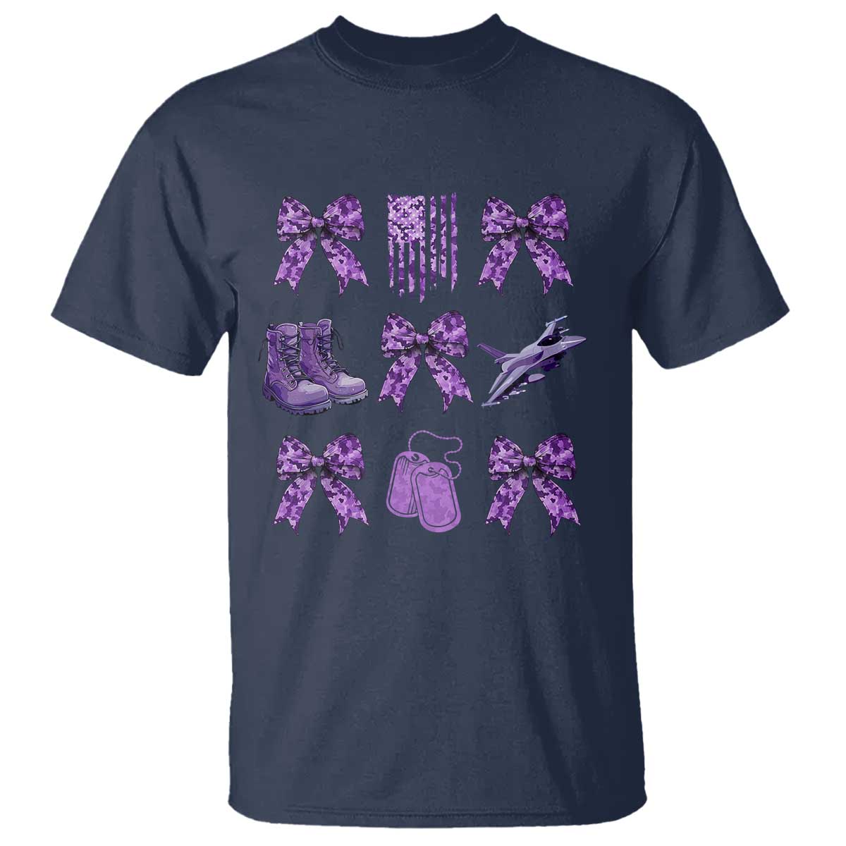 Military Kid Month Camo Coquette Bow T Shirt TS11 Navy Print Your Wear