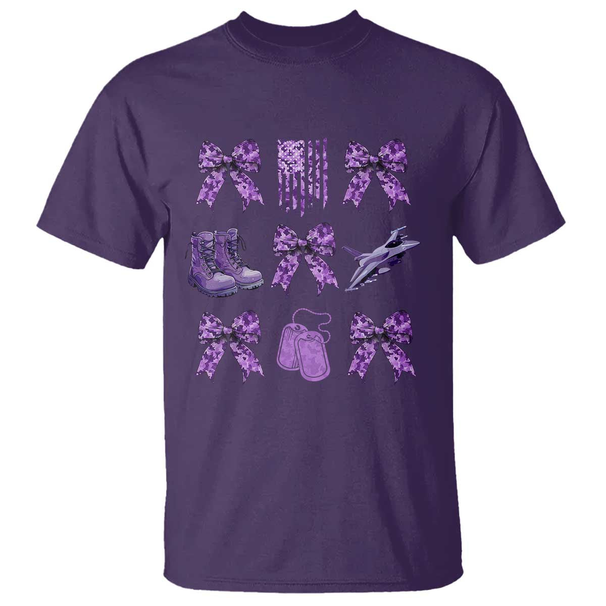 Military Kid Month Camo Coquette Bow T Shirt TS11 Purple Print Your Wear