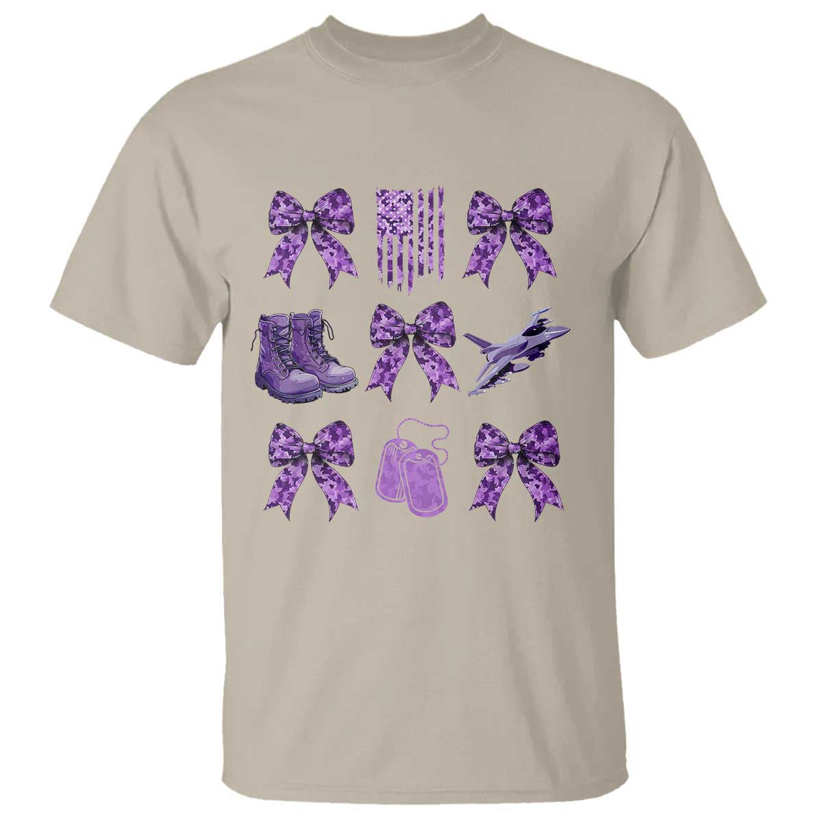 Military Kid Month Camo Coquette Bow T Shirt TS11 Sand Print Your Wear