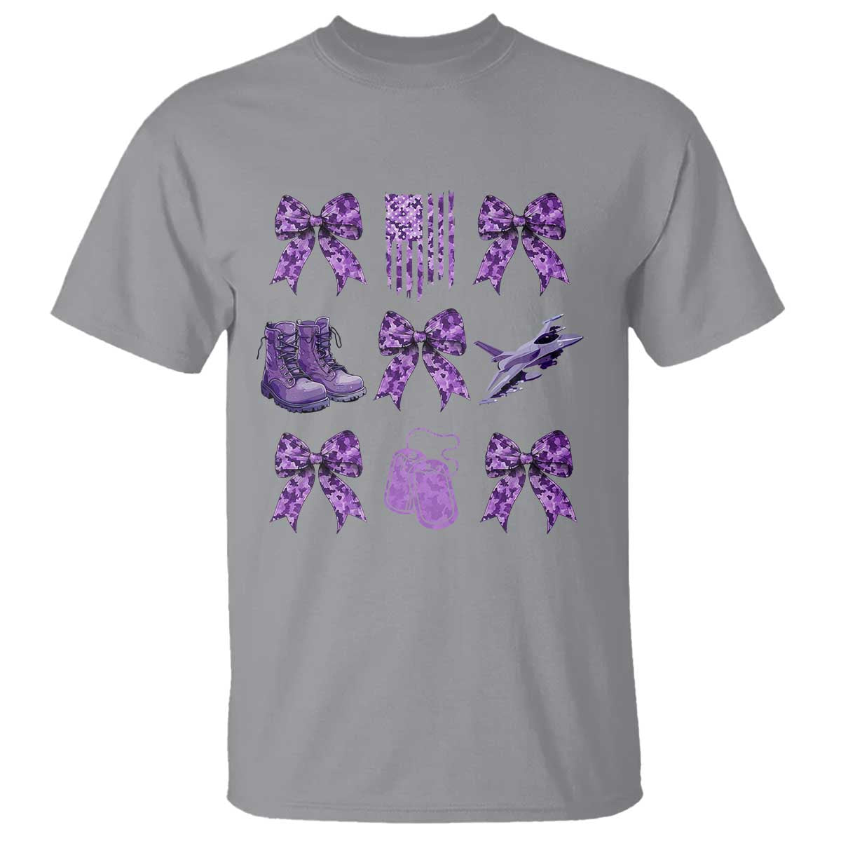 Military Kid Month Camo Coquette Bow T Shirt TS11 Sport Gray Print Your Wear