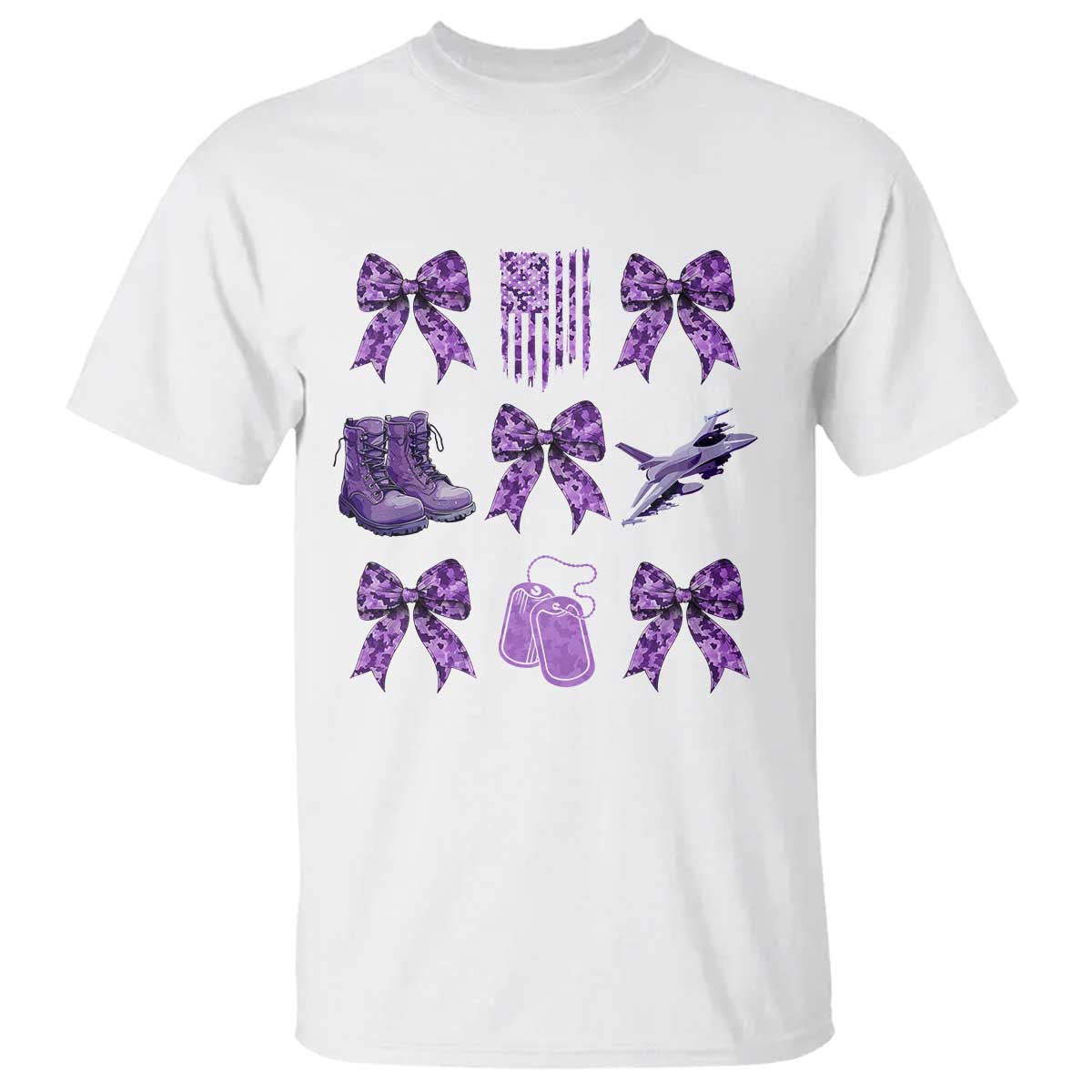 Military Kid Month Camo Coquette Bow T Shirt TS11 White Print Your Wear