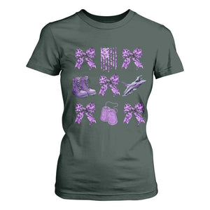 Military Kid Month Camo Coquette Bow T Shirt For Women TS11 Dark Forest Green Print Your Wear