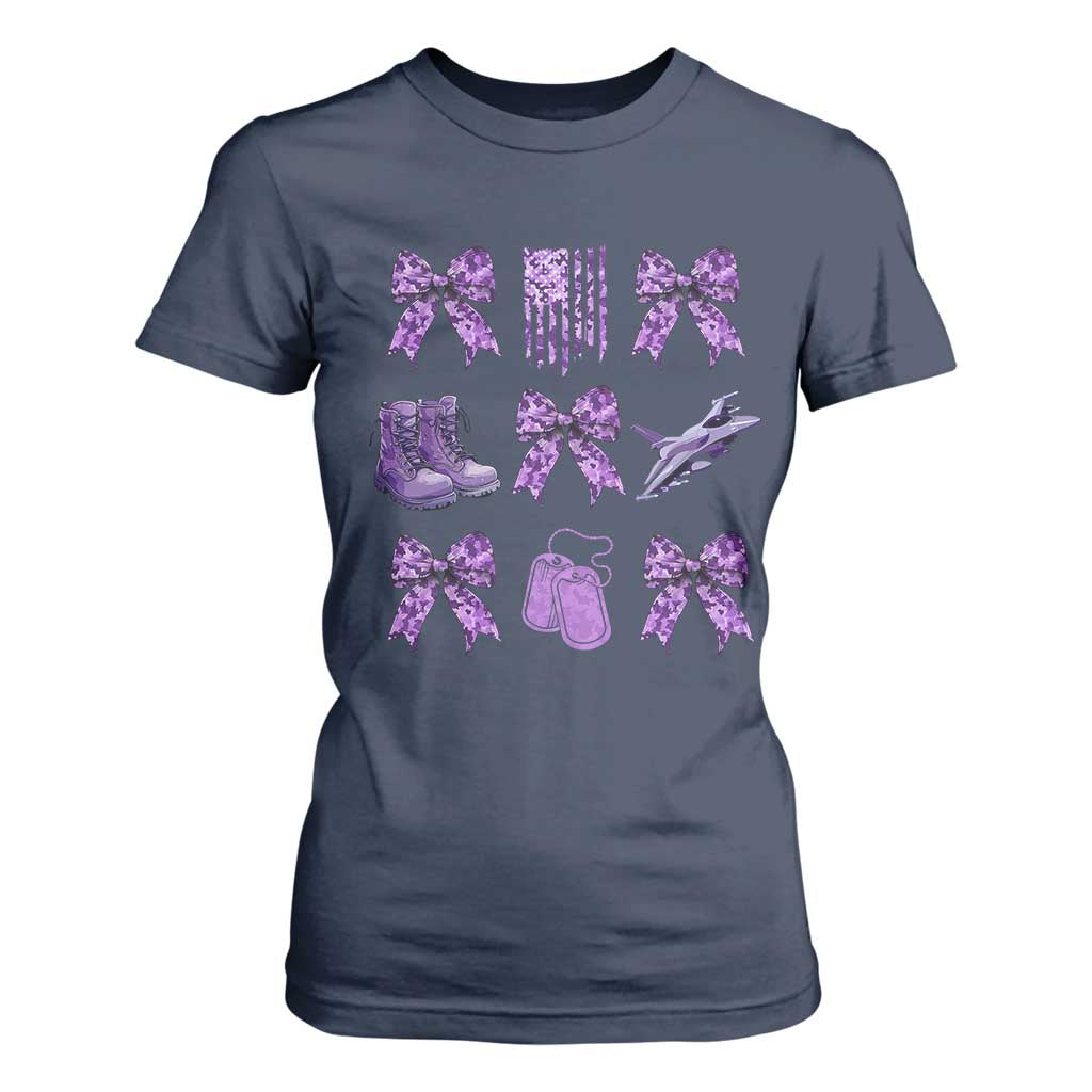 Military Kid Month Camo Coquette Bow T Shirt For Women TS11 Navy Print Your Wear