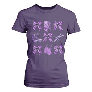 Military Kid Month Camo Coquette Bow T Shirt For Women TS11 Purple Print Your Wear