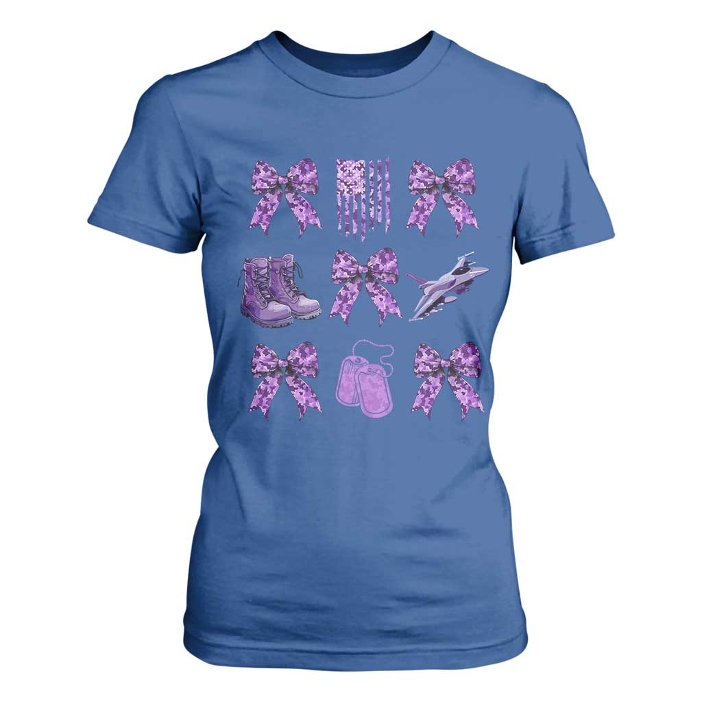 Military Kid Month Camo Coquette Bow T Shirt For Women TS11 Royal Blue Print Your Wear