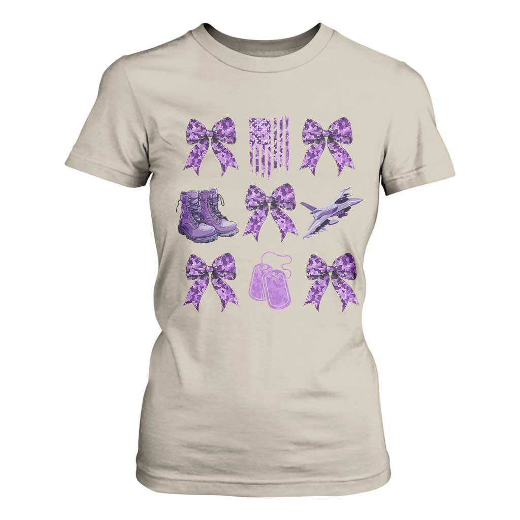 Military Kid Month Camo Coquette Bow T Shirt For Women TS11 Sand Print Your Wear