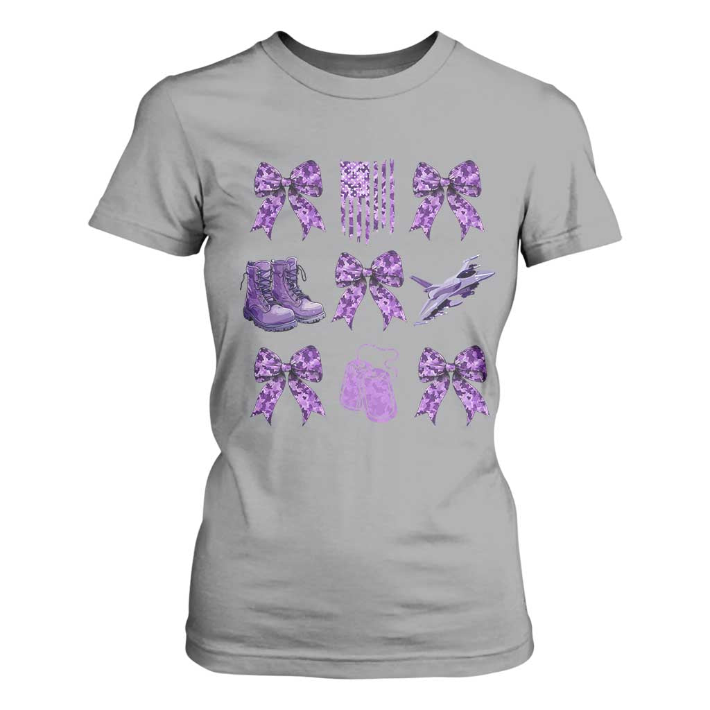 Military Kid Month Camo Coquette Bow T Shirt For Women TS11 Sport Gray Print Your Wear