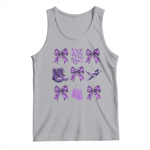 Military Kid Month Camo Coquette Bow Tank Top TS11 Athletic Heather Print Your Wear