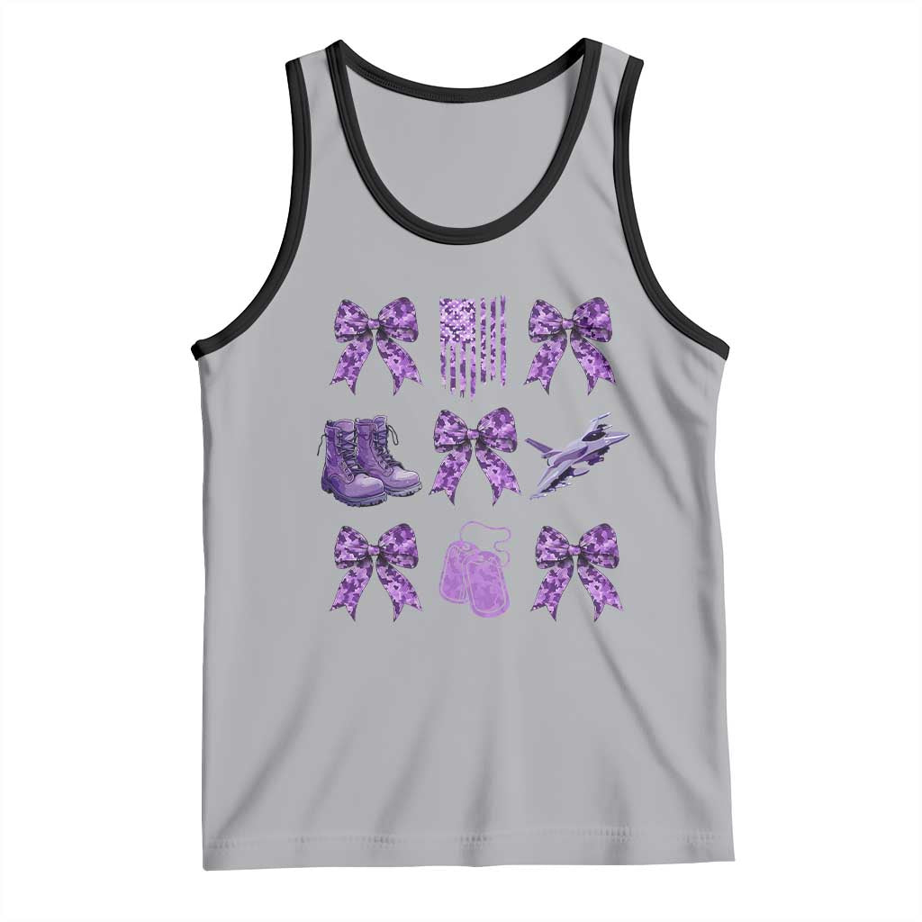 Military Kid Month Camo Coquette Bow Tank Top TS11 Athletic Heather Black Print Your Wear