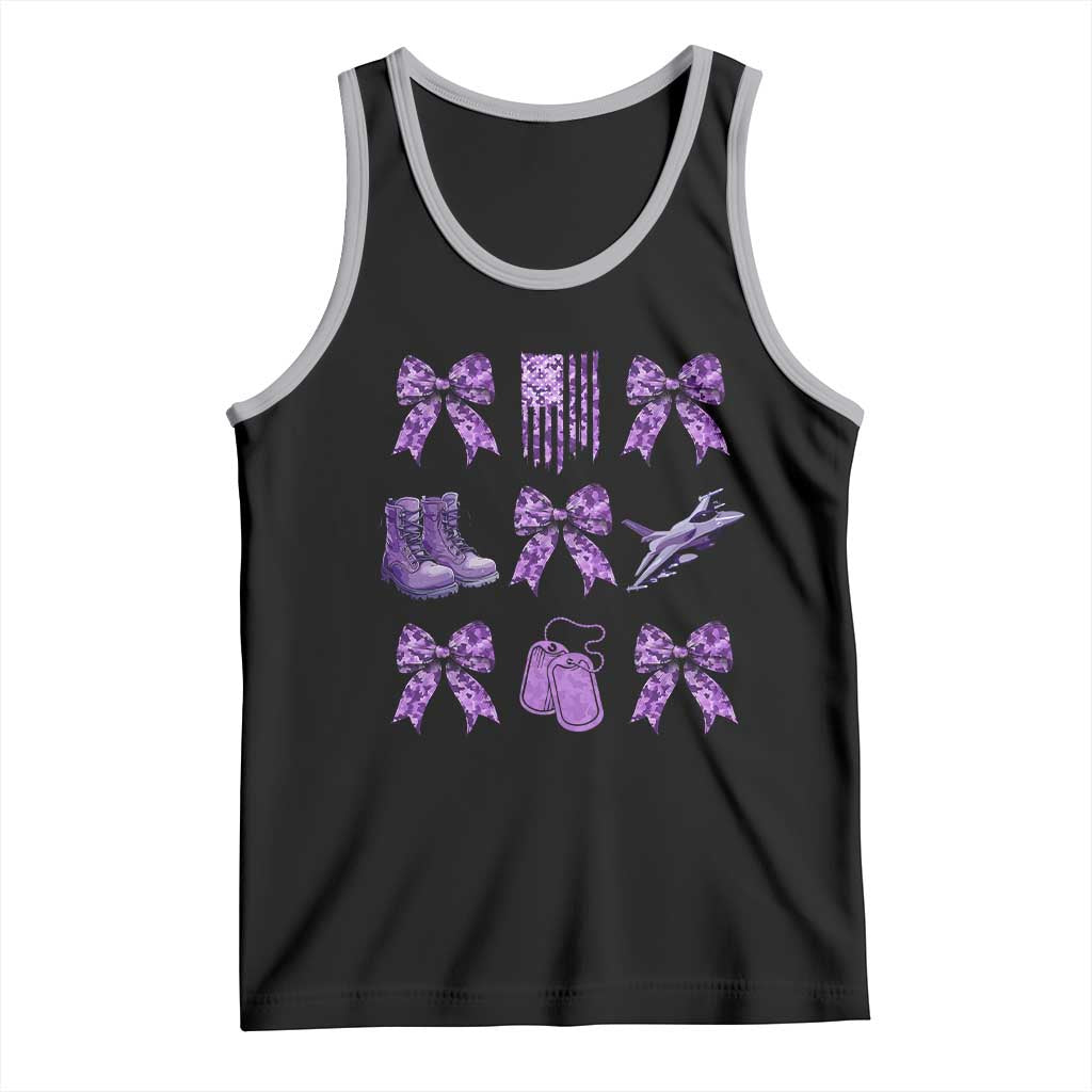 Military Kid Month Camo Coquette Bow Tank Top TS11 Black Athletic Heather Print Your Wear