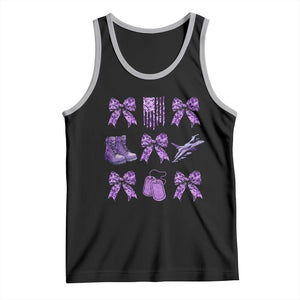 Military Kid Month Camo Coquette Bow Tank Top TS11 Black Athletic Heather Print Your Wear