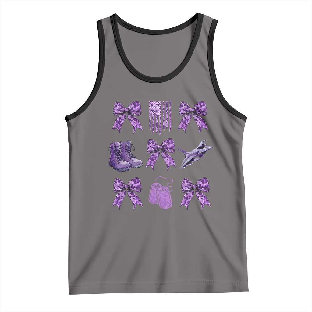 Military Kid Month Camo Coquette Bow Tank Top TS11 Deep Heather Black Print Your Wear