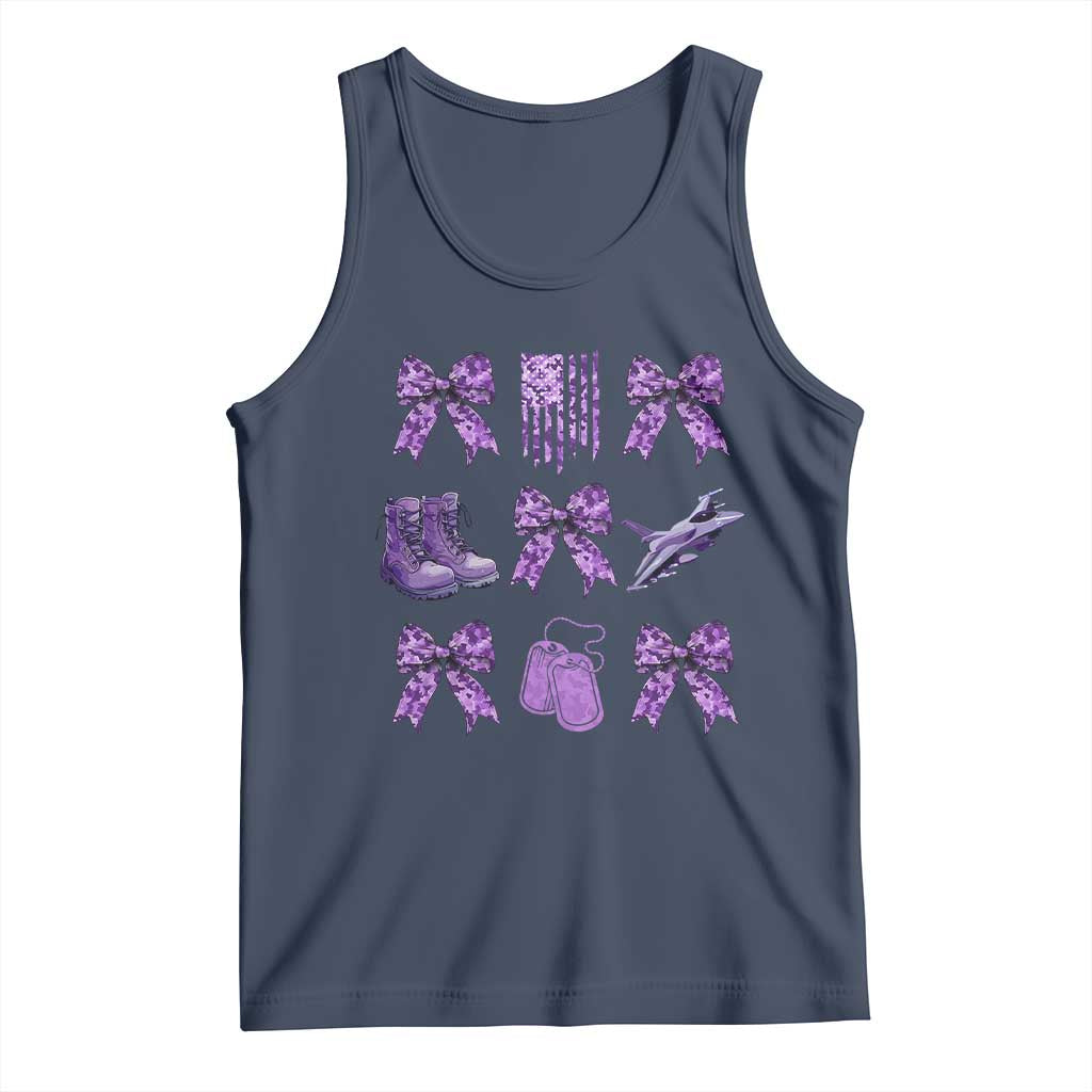 Military Kid Month Camo Coquette Bow Tank Top TS11 Navy Print Your Wear