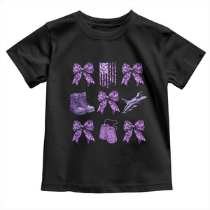 Military Kid Month Camo Coquette Bow Toddler T Shirt TS11 Black Print Your Wear