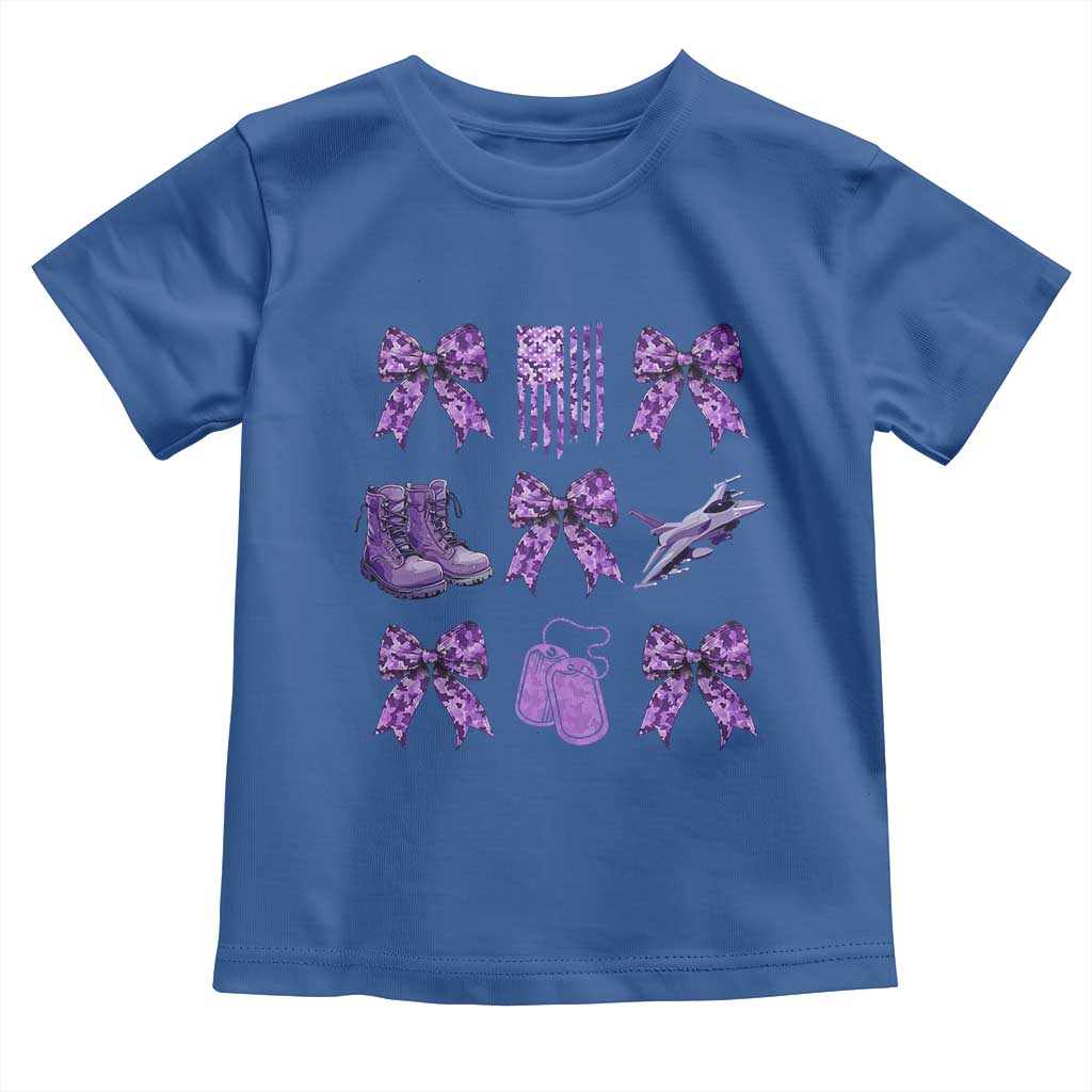 Military Kid Month Camo Coquette Bow Toddler T Shirt TS11 Royal Blue Print Your Wear