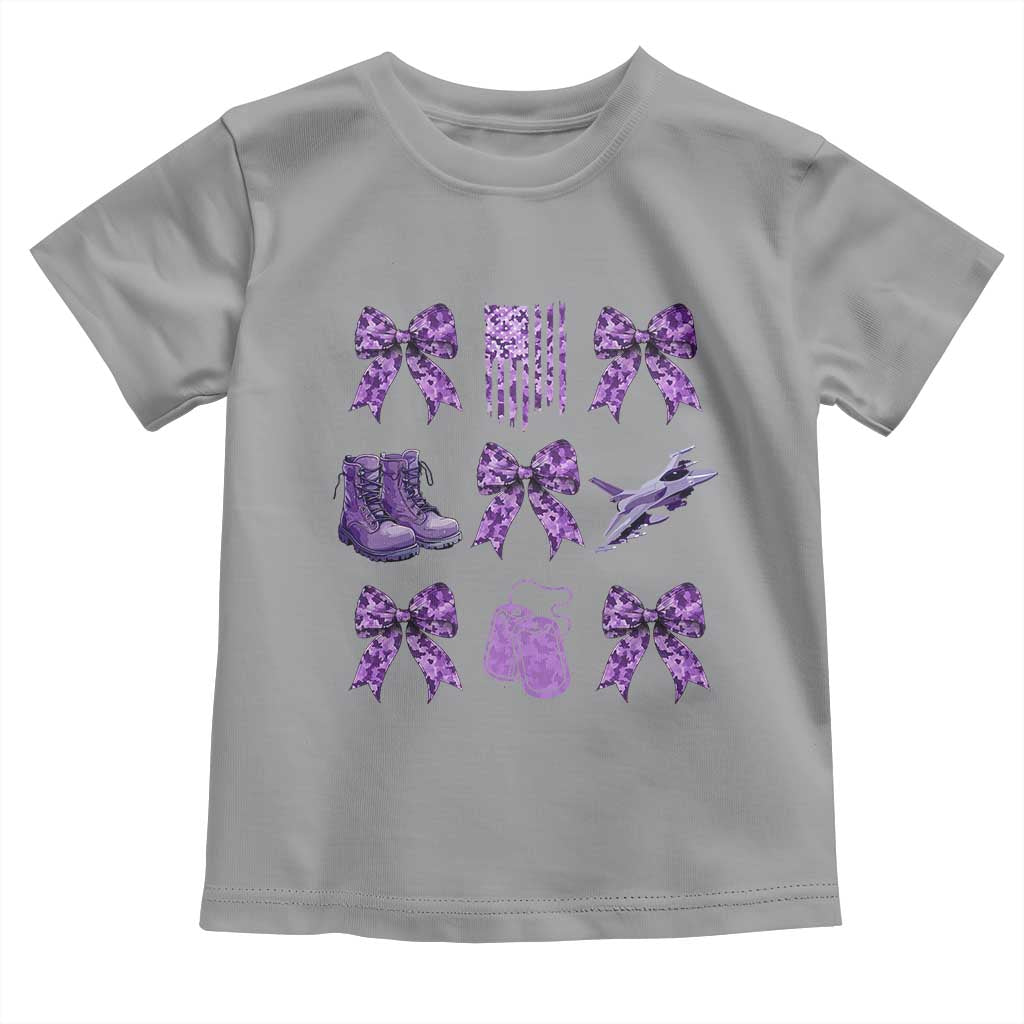 Military Kid Month Camo Coquette Bow Toddler T Shirt TS11 Sport Gray Print Your Wear