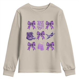 Military Kid Month Camo Coquette Bow Youth Sweatshirt TS11 Sand Print Your Wear