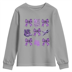 Military Kid Month Camo Coquette Bow Youth Sweatshirt TS11 Sport Gray Print Your Wear