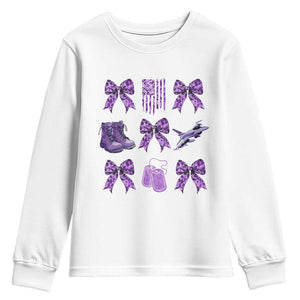Military Kid Month Camo Coquette Bow Youth Sweatshirt TS11 White Print Your Wear