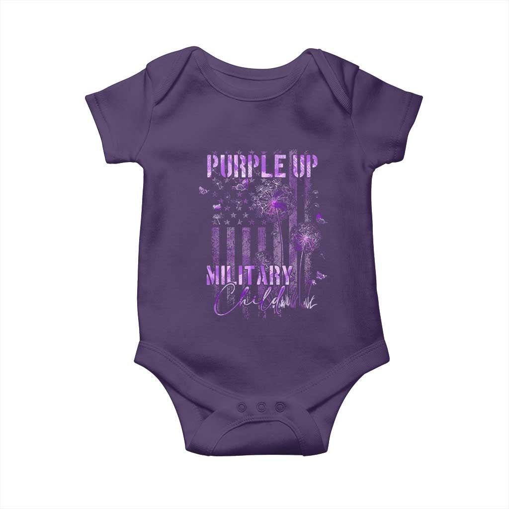 Purple Up Military Child Baby Onesie Dandelion Vintage American Flag Military Child Month TS11 Purple Print Your Wear