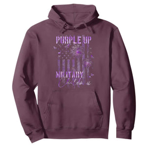 Purple Up Military Child Hoodie Dandelion Vintage American Flag Military Child Month TS11 Maroon Print Your Wear