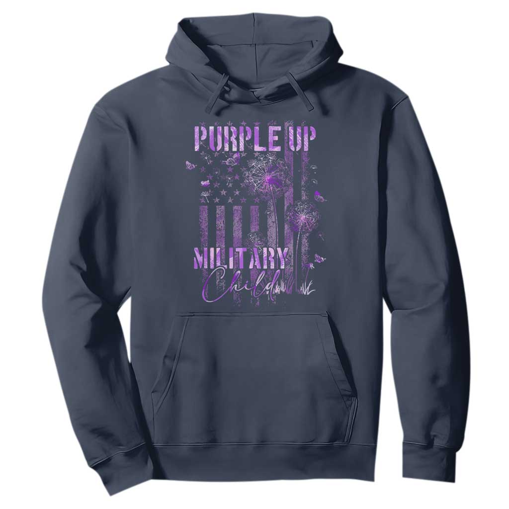 Purple Up Military Child Hoodie Dandelion Vintage American Flag Military Child Month TS11 Navy Print Your Wear