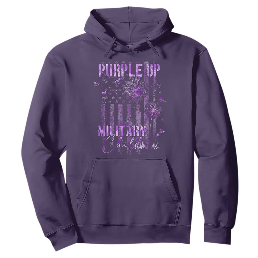 Purple Up Military Child Hoodie Dandelion Vintage American Flag Military Child Month TS11 Purple Print Your Wear