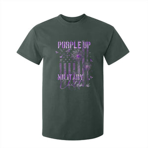 Purple Up Military Child T Shirt For Kid Dandelion Vintage American Flag Military Child Month TS11 Dark Forest Green Print Your Wear