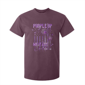Purple Up Military Child T Shirt For Kid Dandelion Vintage American Flag Military Child Month TS11 Maroon Print Your Wear